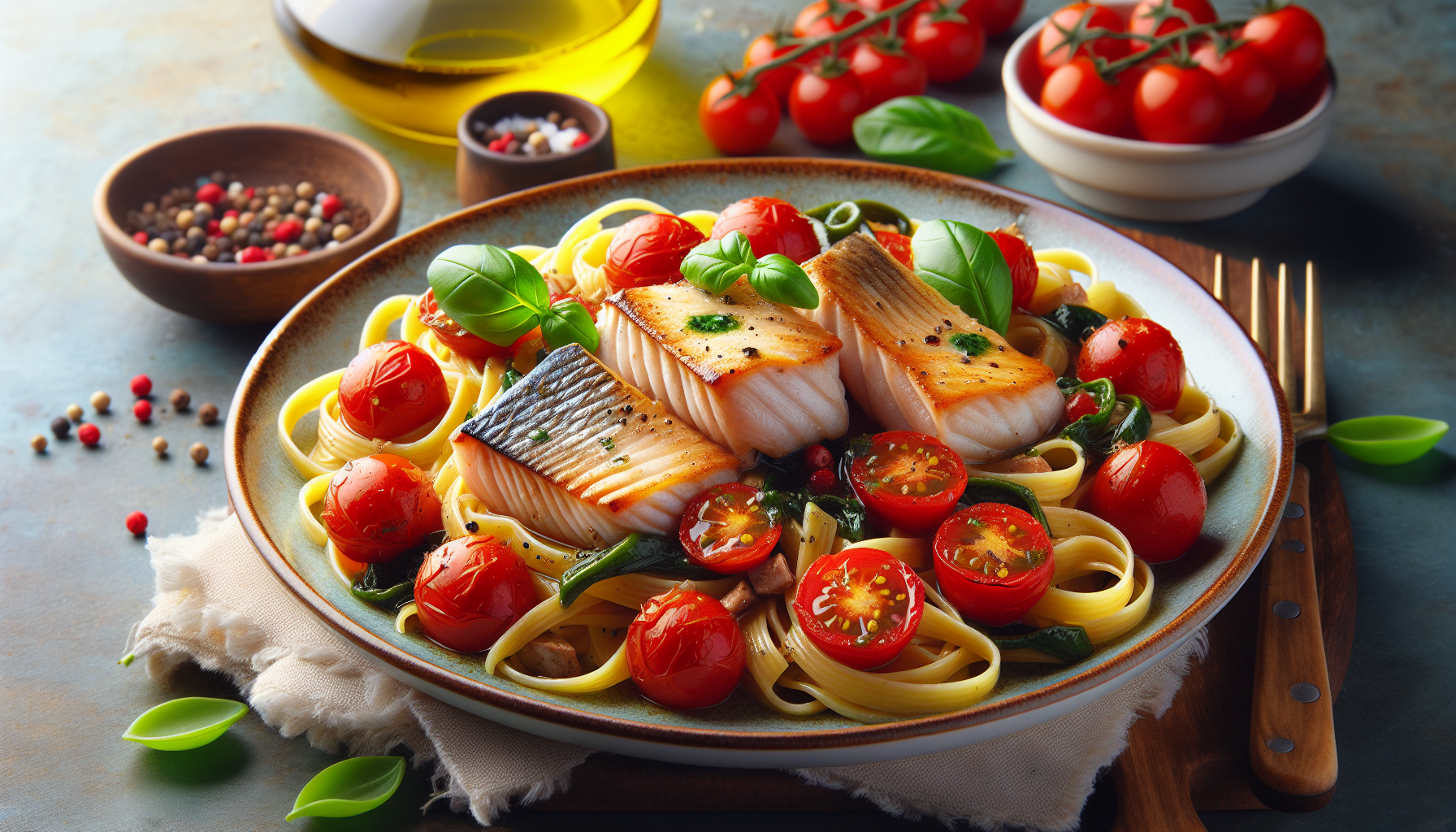 pasta con pesce spada e pomodorini